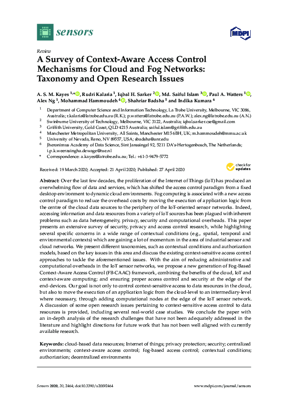 (PDF) A Survey of Context-Aware Access Control Mechanisms for Cloud and ...