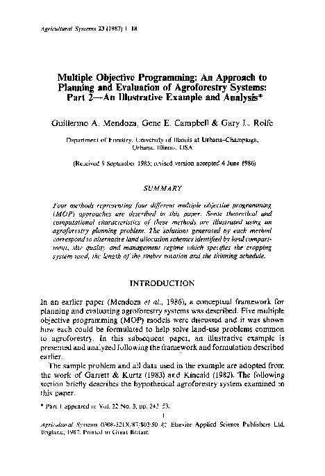 (PDF) Multiple objective programming: An approach to planning and ...