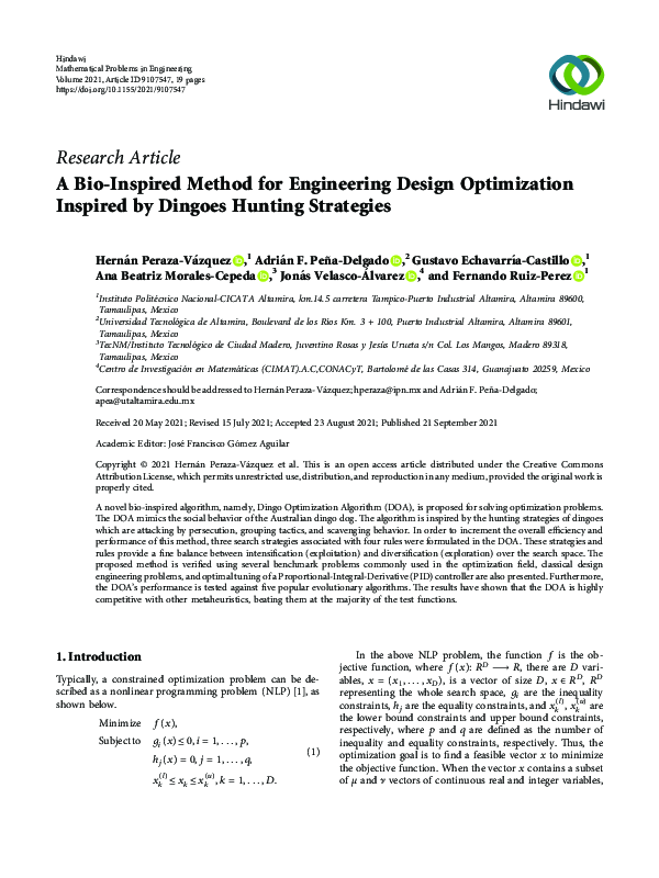 (PDF) A Bio-Inspired Method for Engineering Design Optimization