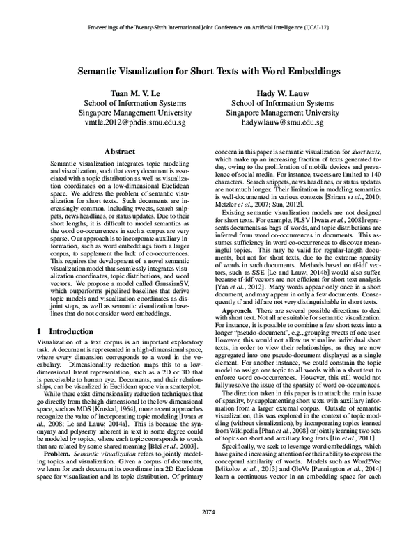 (PDF) Semantic Visualization for Short Texts with Word Embeddings