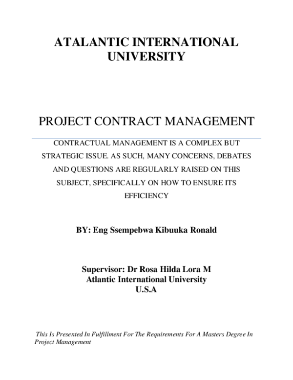 (PDF) Project Contract Management