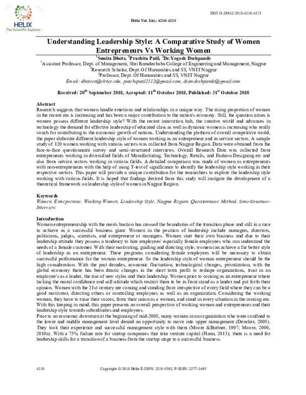 (PDF) Understanding Leadership Style: A Comparative Study of Women ...