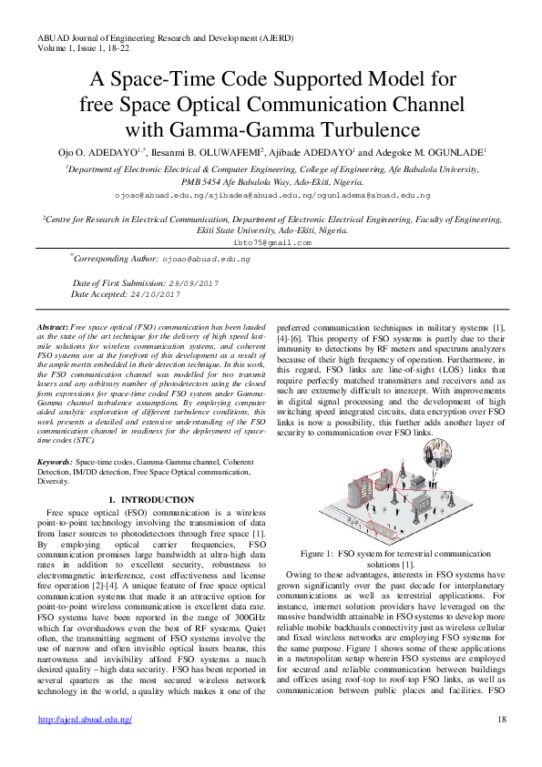 PDF) A Space-Time Code Supported Model for free Space Optical 
