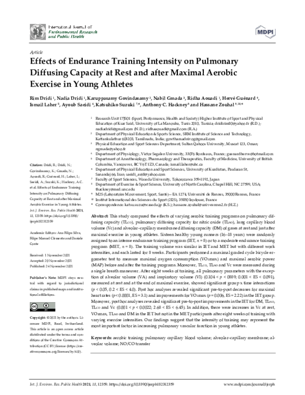 (PDF) Effects of Endurance Training Intensity on Pulmonary Diffusing ...