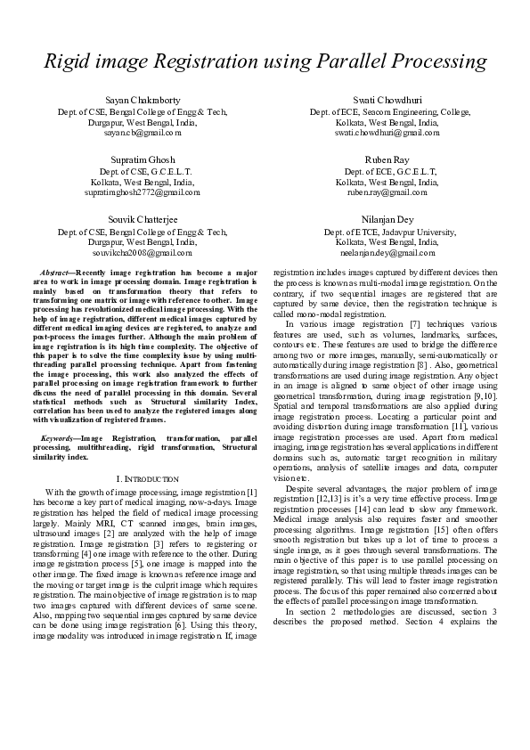 (PDF) Rigid image registration using parallel processing