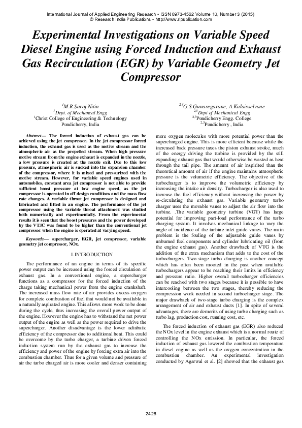 (PDF) Experimental Investigations on Variable Speed Diesel Engine using ...