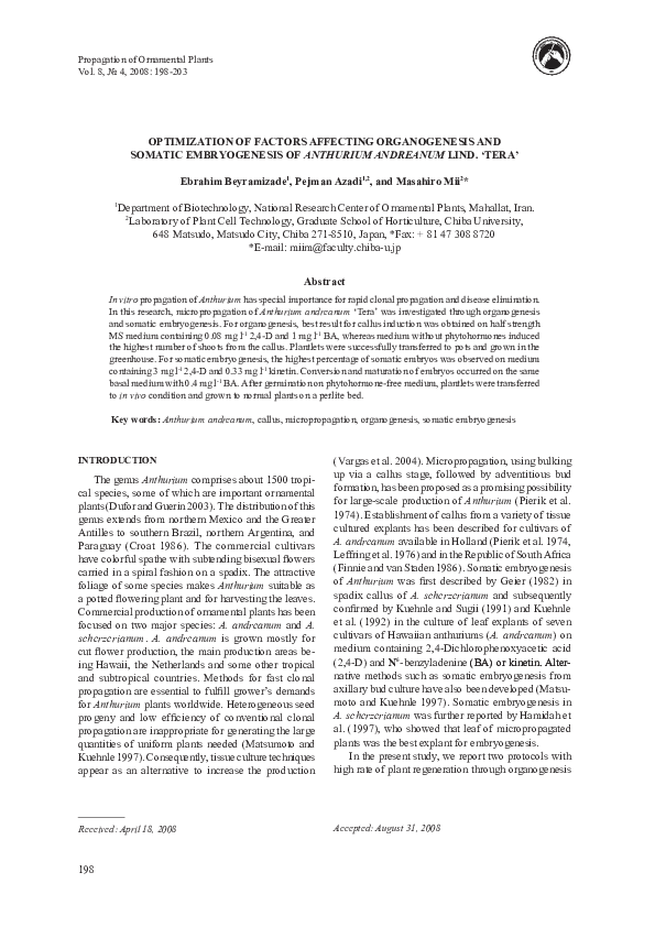 (PDF) Optimization of factors affecting organogenesis and somatic ...