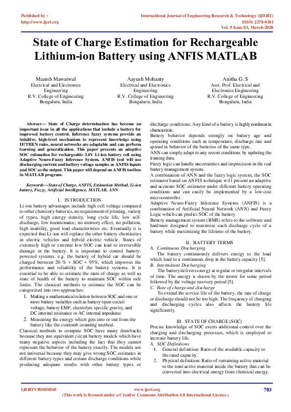 (PDF) State of Charge Estimation for Rechargeable Lithium-ion Battery ...