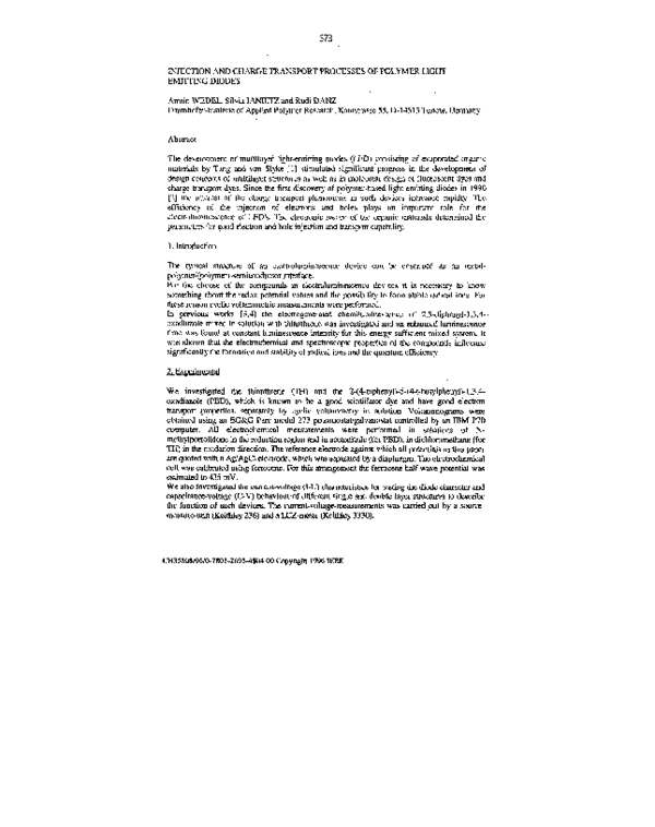 (PDF) Injection and charge transport processes of polymer light ...