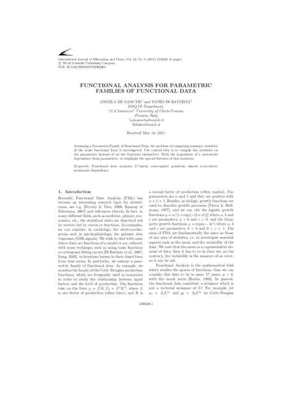 (PDF) Functional Analysis for Parametric Families of Functional Data
