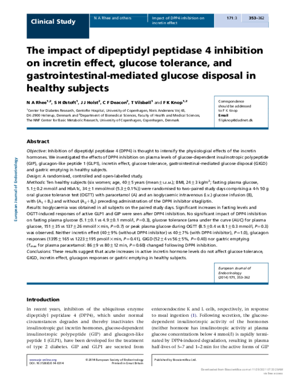 (PDF) The impact of dipeptidyl peptidase 4 inhibition on incretin ...