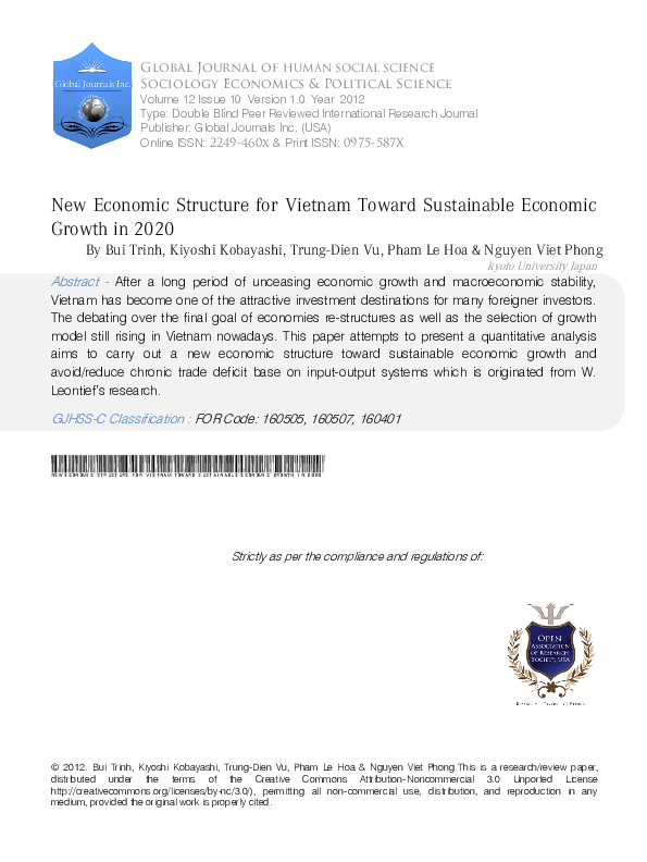 (PDF) New Economic Structure for Vietnam Toward Sustainable Economic ...