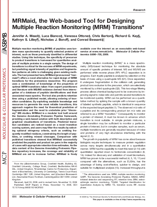 (PDF) MRMaid, the Web-Based Tool for Designing Multiple Reaction ...