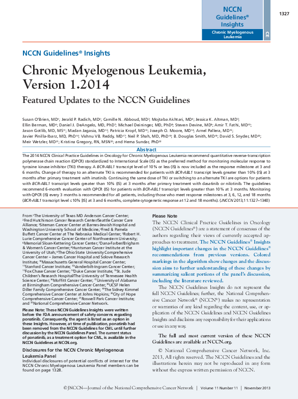 (PDF) Chronic Myelogenous Leukemia, Version 1.2014