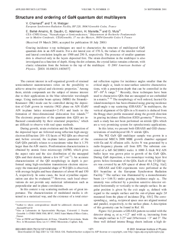 (PDF) Structure and ordering of GaN quantum dot multilayers