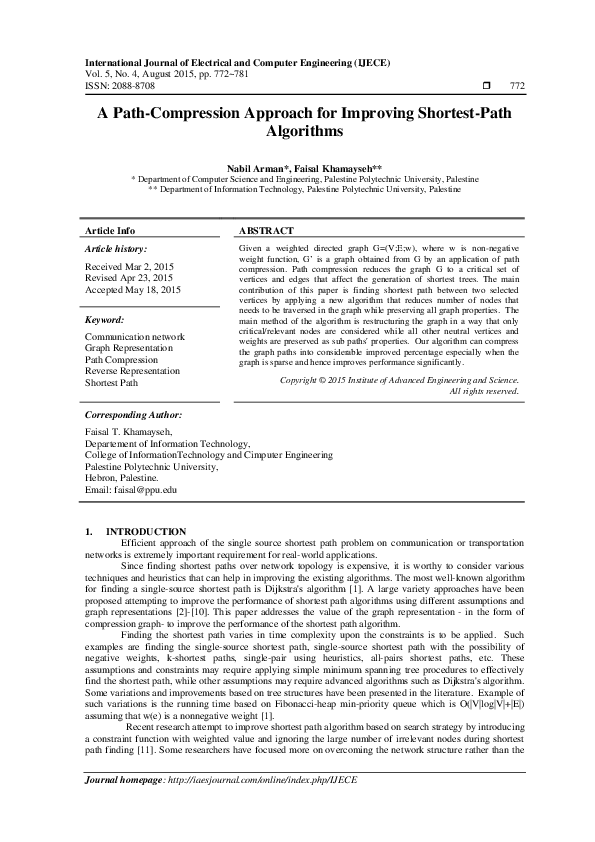 (PDF) A Path-Compression Approach for Improving Shortest-Path Algorithms