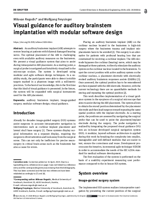 (PDF) Visual guidance for auditory brainstem implantation with modular ...