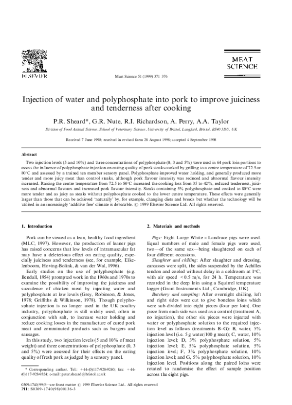 (PDF) Injection of water and polyphosphate into pork to improve ...