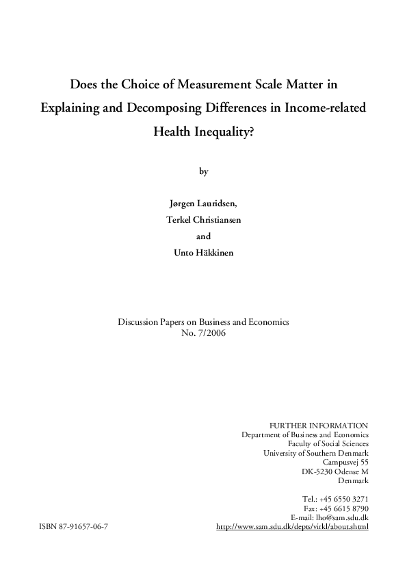 (PDF) Does the Choice of Measurement Scale Matter in Explaining and ...