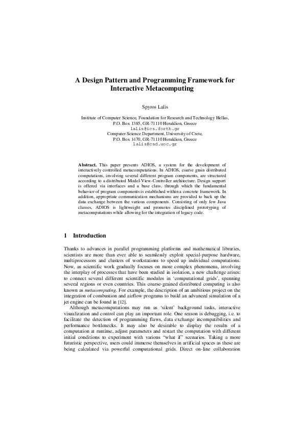 (PDF) A Design Pattern and Programming Framework for Interactive ...