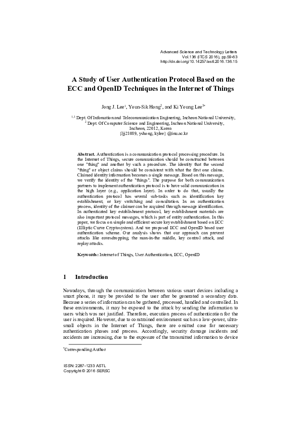 (PDF) A Study of User Authentication Protocol Based on the ECC and ...