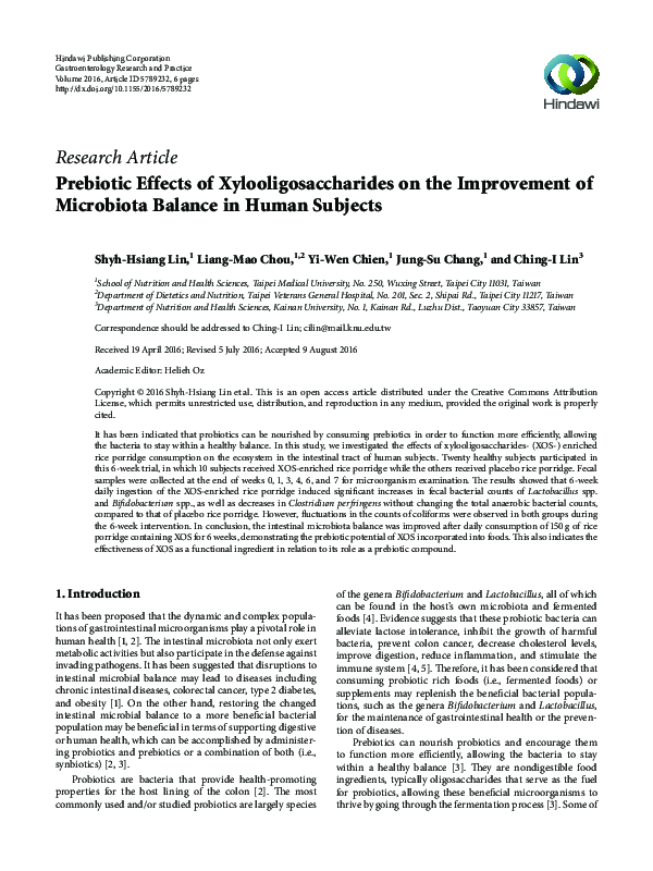 (PDF) Prebiotic Effects of Xylooligosaccharides on the Improvement of ...