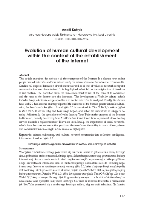 (PDF) Evolution of human cultural development within the context of the ...