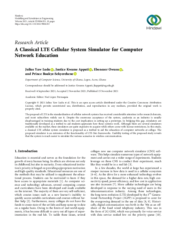 (PDF) A Classical LTE Cellular System Simulator for Computer Network ...