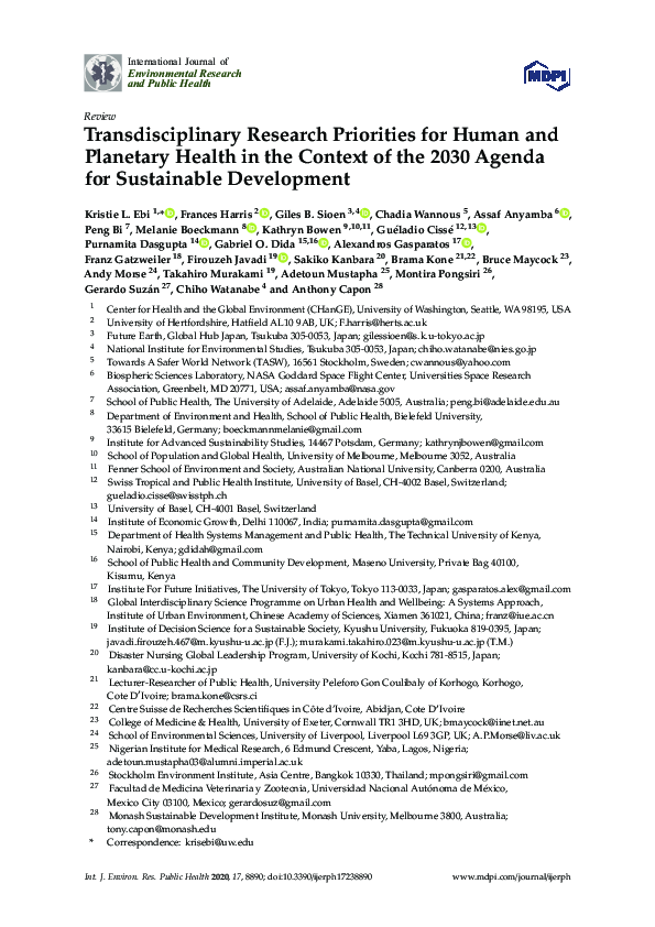 (PDF) Transdisciplinary Research Priorities for Human and Planetary ...