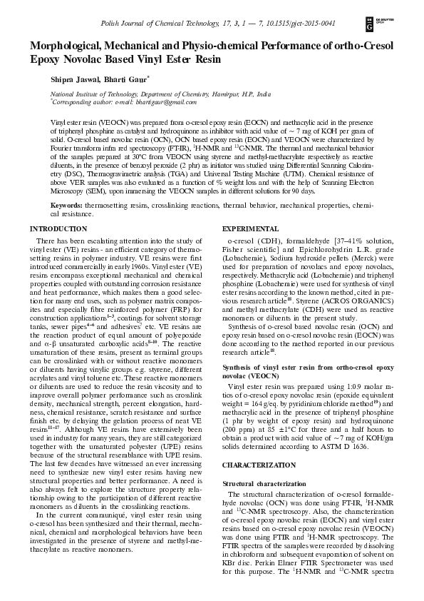 (PDF) Morphological, Mechanical and Physiochemical Performance of