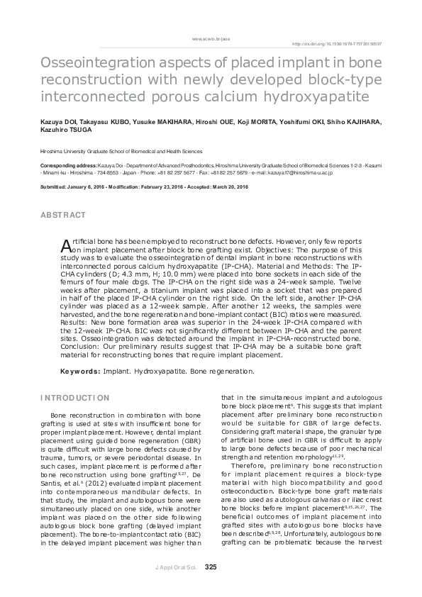 (PDF) Osseointegration aspects of placed implant in bone reconstruction ...