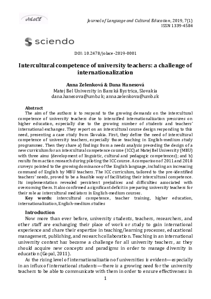 (PDF) Intercultural competence of university teachers: a challenge of ...