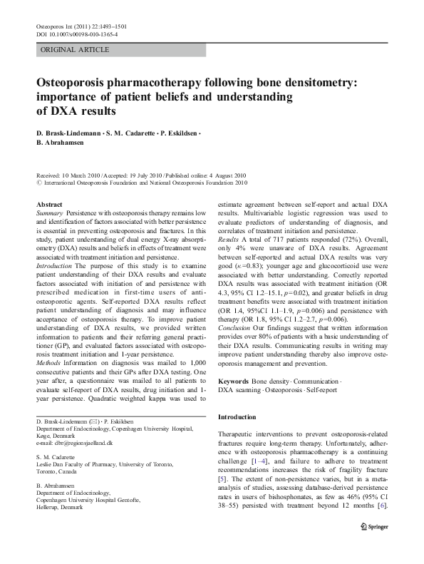 (PDF) Osteoporosis pharmacotherapy following bone densitometry ...
