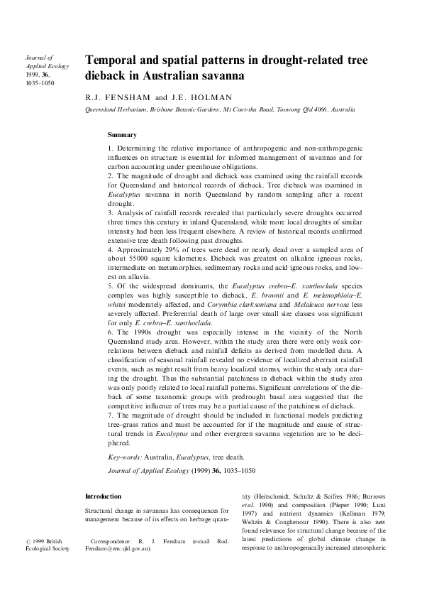 (PDF) Temporal and spatial patterns in drought-related tree dieback in ...