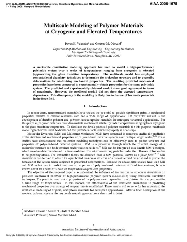 (PDF) Multiscale Modeling of Polymer Materials at Cryogenic and ...