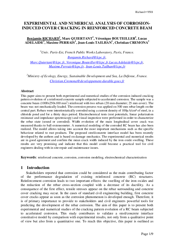 (PDF) Experimental and numerical analysis of corrosion-induced cover ...