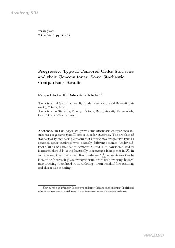 (PDF) Progressive Type II Censored Order Statistics and their ...