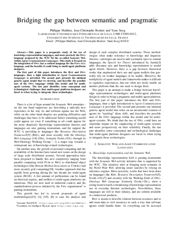 (PDF) Bridging the gap between semantic and pragmatic