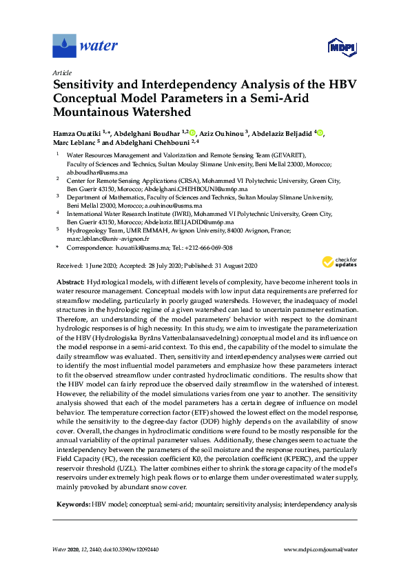 (PDF) Sensitivity and Interdependency Analysis of the HBV Conceptual ...