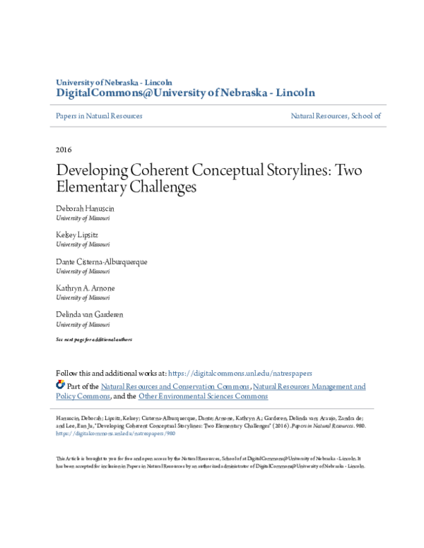 (PDF) Developing Coherent Conceptual Storylines: Two Elementary Challenges