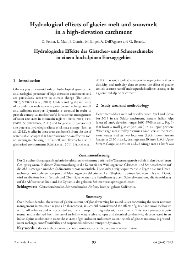(PDF) Hydrological effects of glacier melt and snowmelt in a high ...