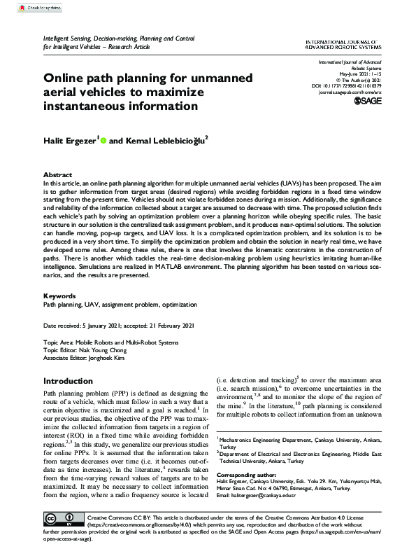 (PDF) Online path planning for unmanned aerial vehicles to maximize ...