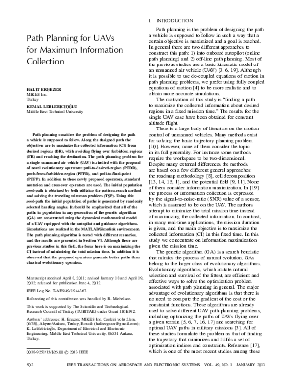 (PDF) 3D Path Planning for Multiple UAVs for Maximum Information Collection