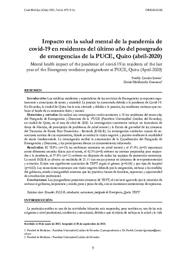 (PDF) Impacto en la salud mental de la pandemia de covid-19 en ...
