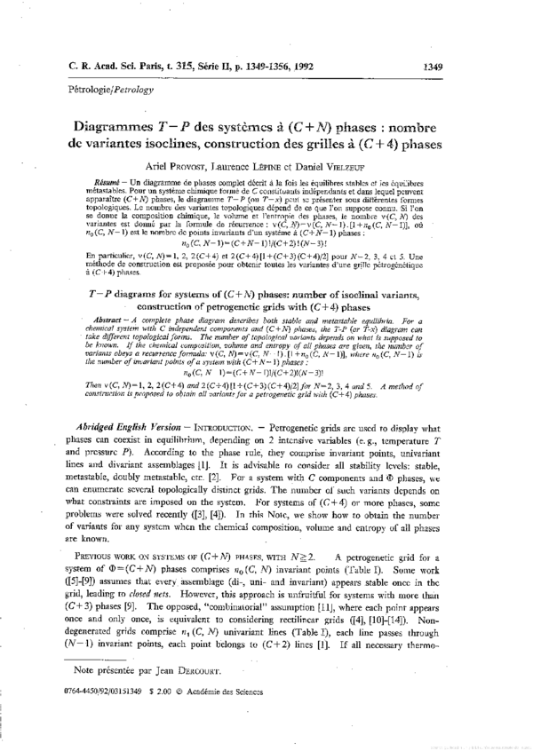 (PDF) Diagrammes TP des systèmes à (C+ N) phases: nombre de variantes ...