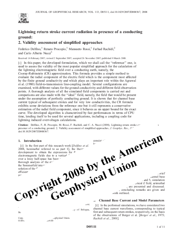 (PDF) Lightning return stroke current radiation in presence of a ...