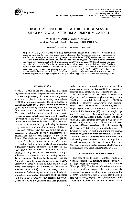 (PDF) High Temperature Fracture Toughness of Single Crystal Yttrium