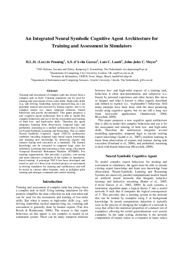 (PDF) An integrated neural-symbolic cognitive agent architecture for ...