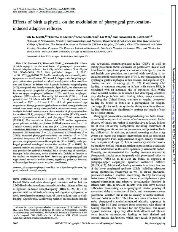 (PDF) Effects of Birth Asphyxia on the Modulation of Pharyngeal ...