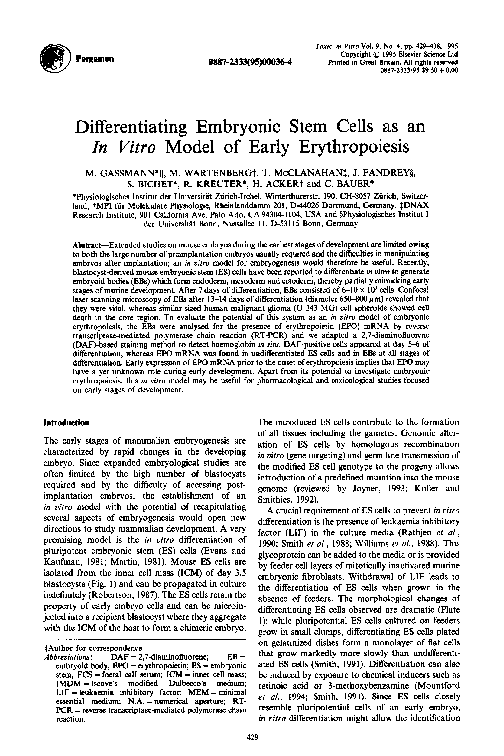 (PDF) Differentiating embryonic stem cells as an in vitro model of ...